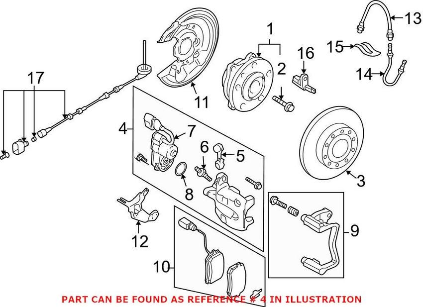 Disc Brake Caliper - Rear Passenger Side (w/ EPB)